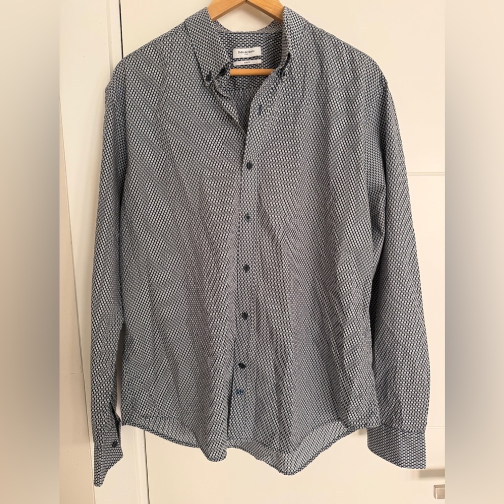 Pedro Del Hierro Sport Men's Blue Patterned Shirt (slim fit)